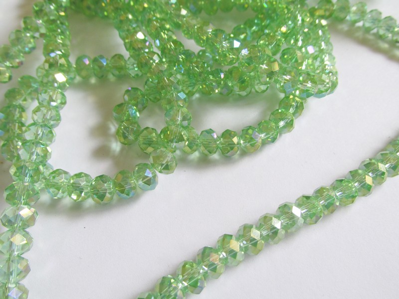 (image for) Green Peridot crystal rondelle beads #BS1213
